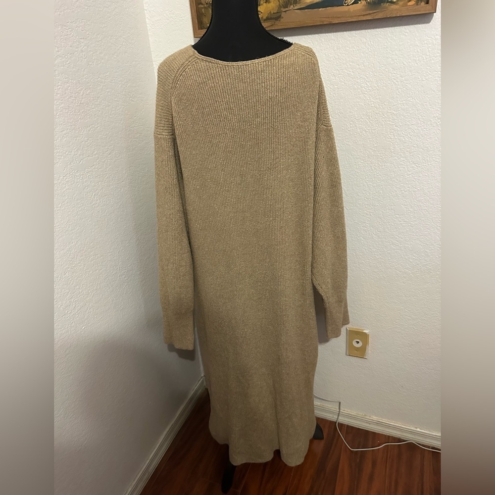 Banana Republic Long Sleeve Tan Knit Midi Sweater Dress - XXL - Picture 3 of 7